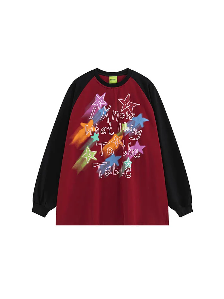 Men'S Star Letter Print Spliced-Color T-Shirts sold by Oeyes