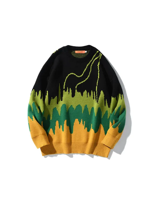 Street Fashion Contrast Color Men'S Winter Hip Hop Knit Pullover Sweater sold by Oeyes