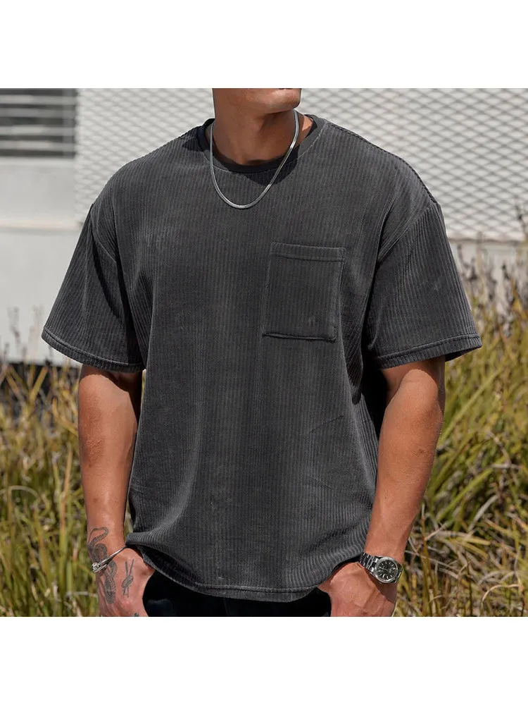Men'S Crew Neck Corduroy Tees sold by Oeyes