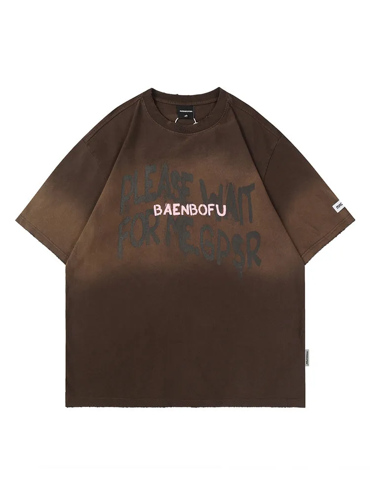 Retro Letter Print T-Shirt sold by Oeyes product image thumbnail 2