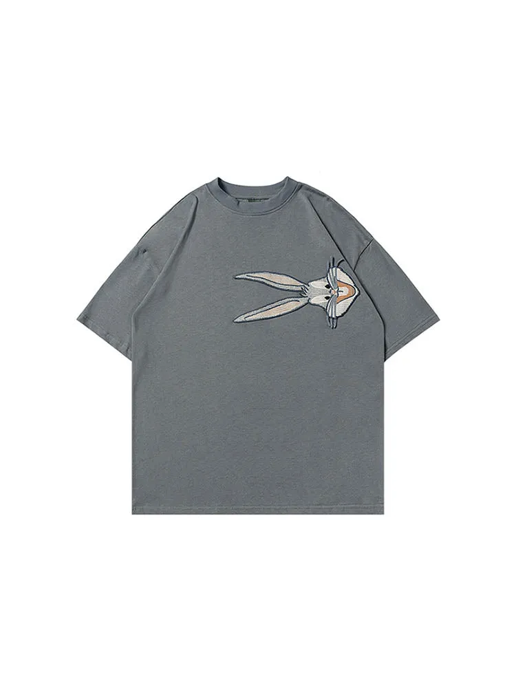 Men'S Flowy Cotton T-Shirts With Rabbit Embroidery sold by Oeyes product image thumbnail 5