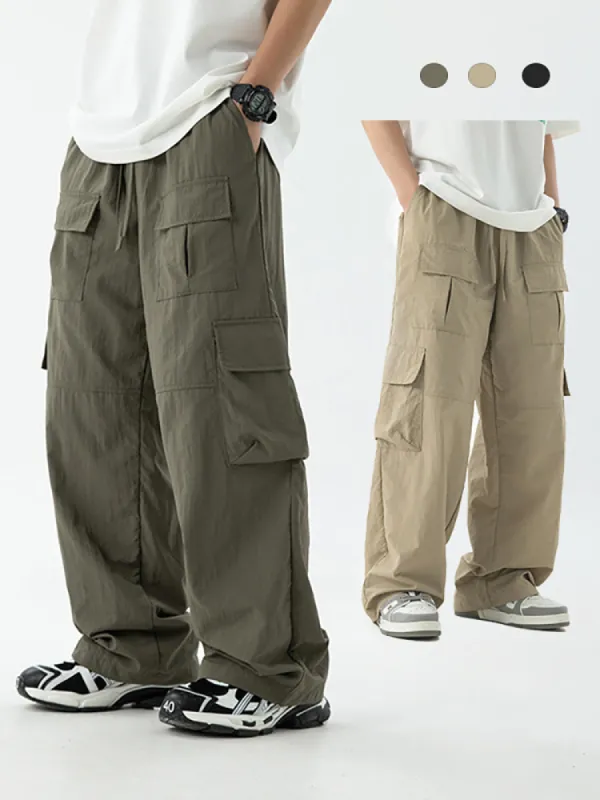 Splicing Multi-Pocket Slacks Cargo Pants sold by Oeyes