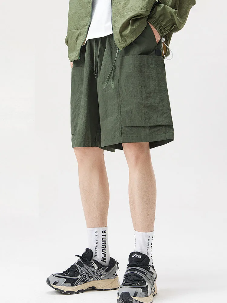 Retro Pocket Drawstring Cargo Shorts sold by Oeyes
