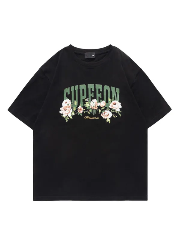 Men'S Loose T-Shirts With Flower Print sold by Oeyes