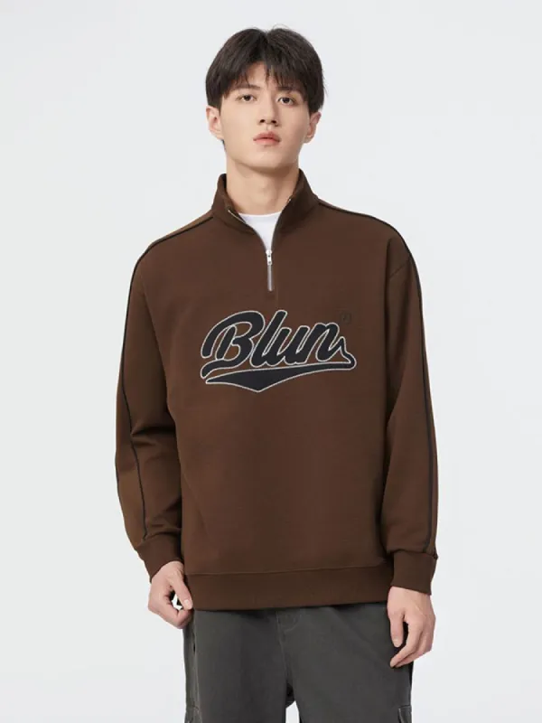 Stand-Up Collar Monogrammed Zip-Up Sports Hoodie sold by Oeyes