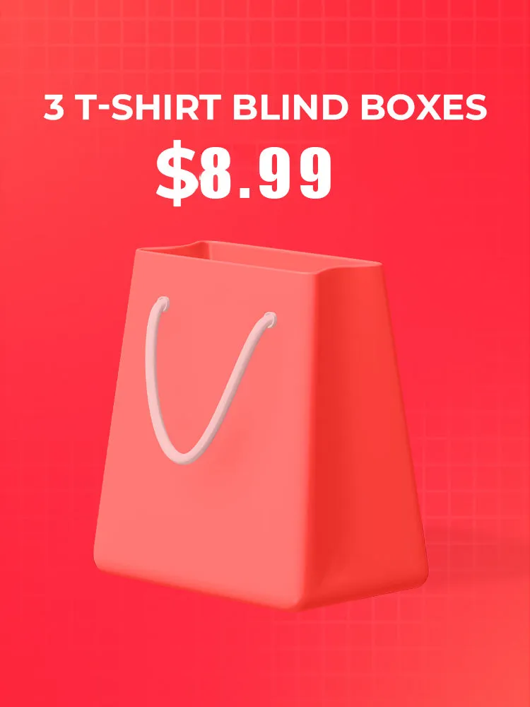 The blind box contains 3 T-shirts (random styles) sold by Oeyes