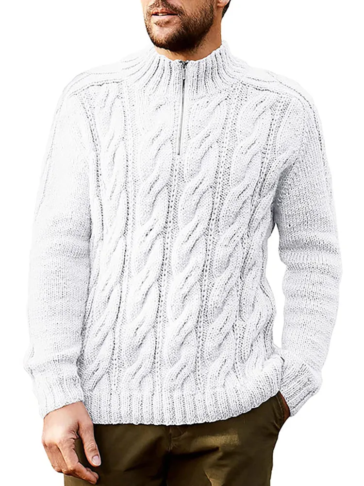 Zipper Solid Color Crew Neck Knitted Sweater sold by Oeyes product image thumbnail 5