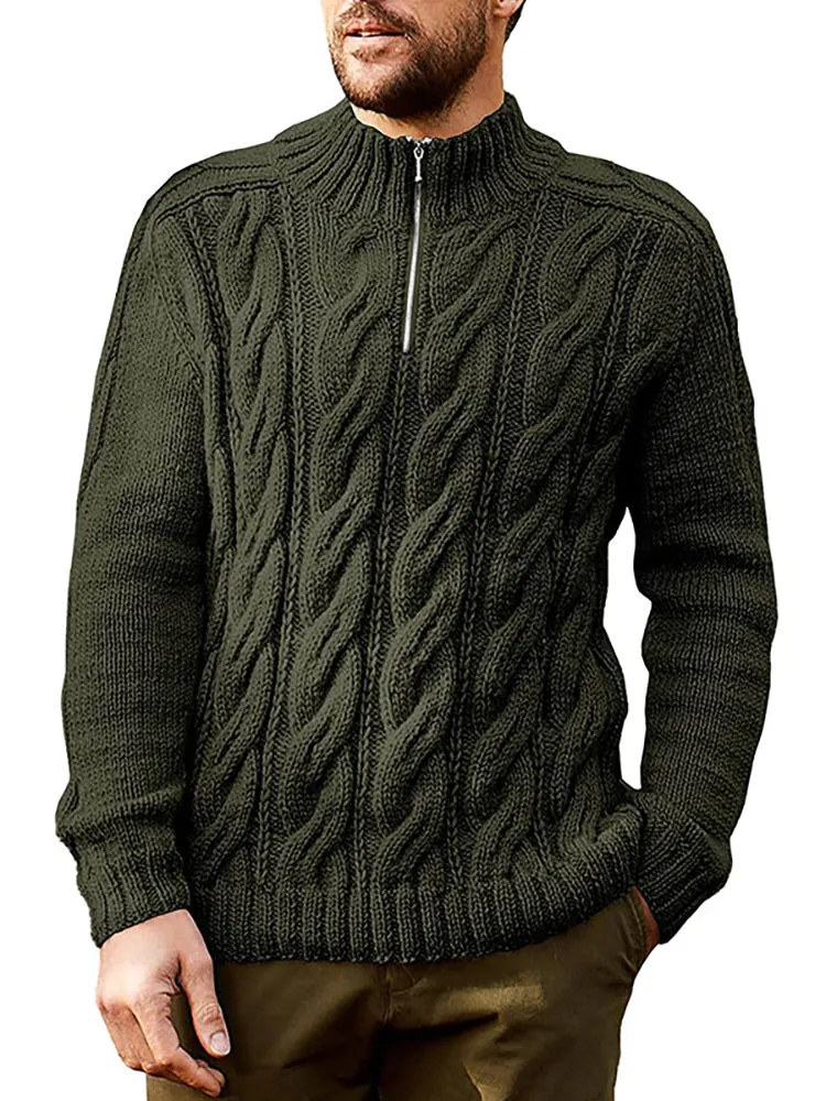 Zipper Solid Color Crew Neck Knitted Sweater sold by Oeyes product image thumbnail 3