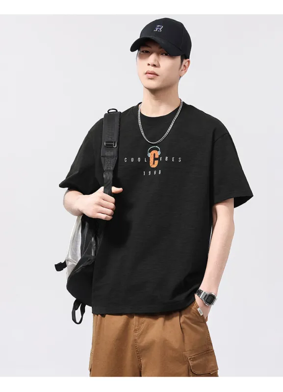 Loose-Fitting Letter Print T-Shirt sold by Oeyes