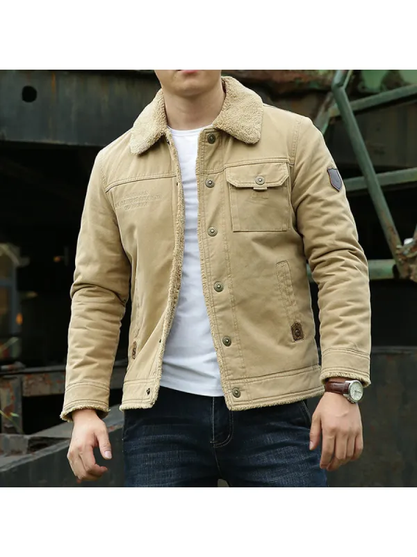 Winter Men'S Cotton Jacket Velvet Thickened Green Casual Cotton Clothing sold by Oeyes