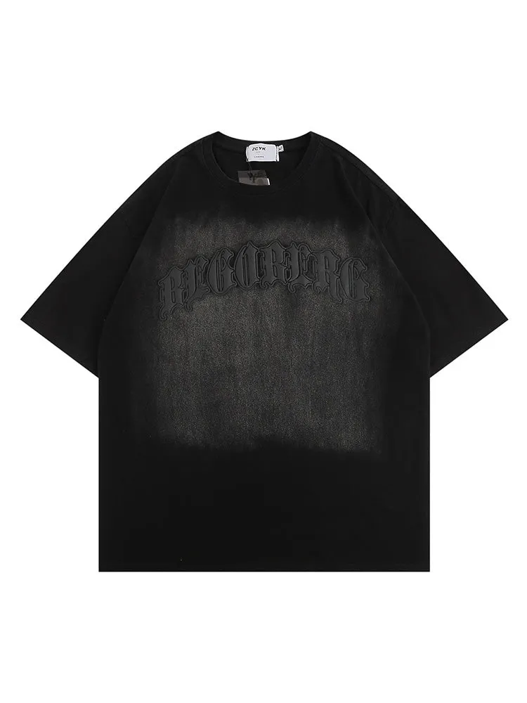 Loose-Fitting Washed Letter Print T-Shirt sold by Oeyes product image thumbnail 2