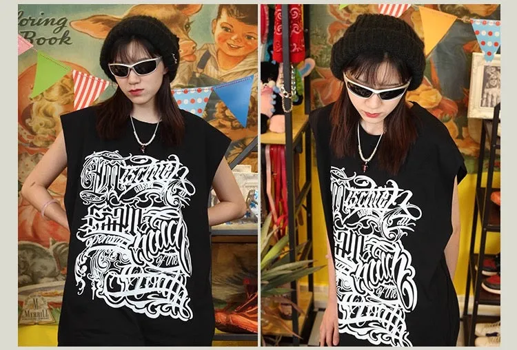 260G Heavyweight! Retro Chicano Tattoo Artist Cursive English Print Vest sold by Oeyes product image thumbnail 4