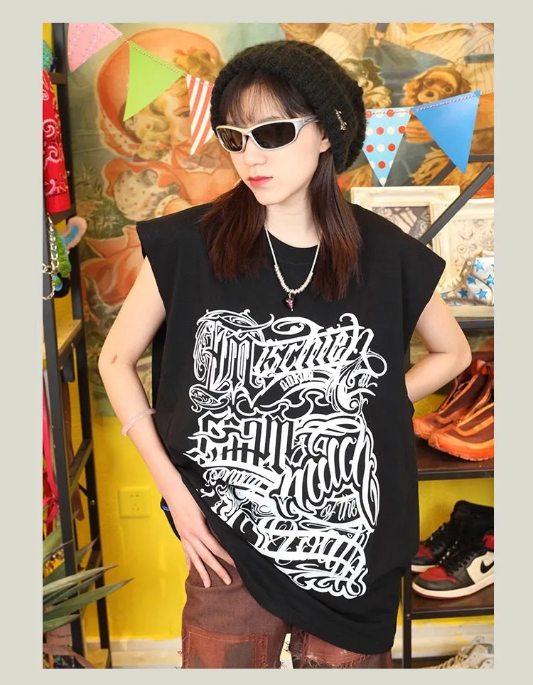 260G Heavyweight! Retro Chicano Tattoo Artist Cursive English Print Vest sold by Oeyes product image thumbnail 2