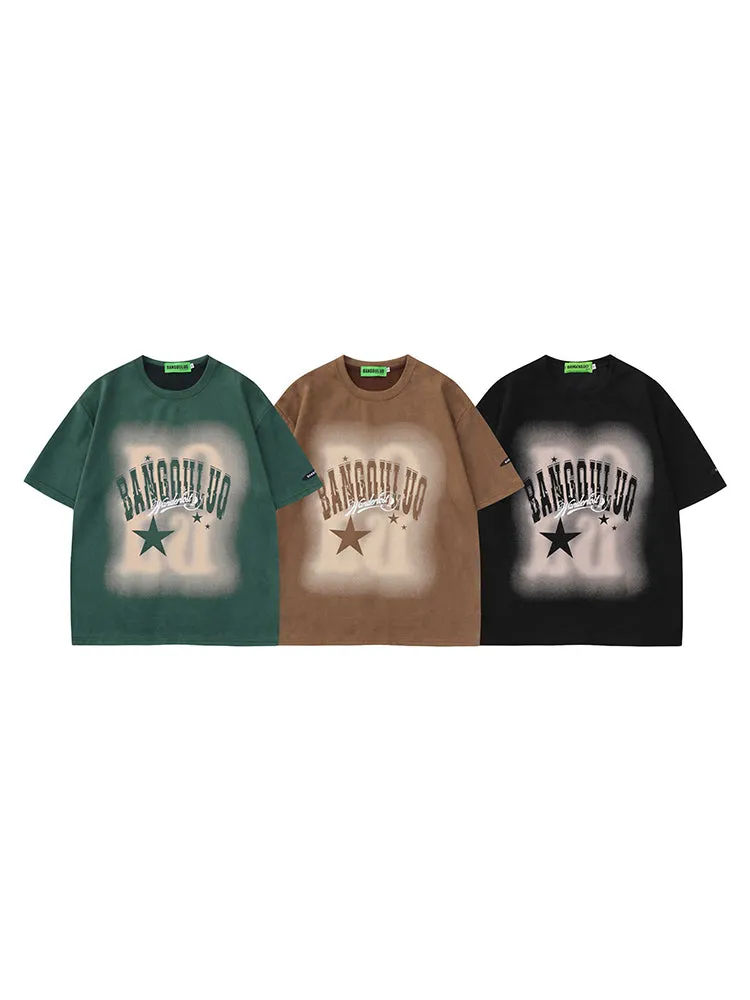 Casual Star Letter Print Suede T-Shirt sold by Oeyes product image thumbnail 4