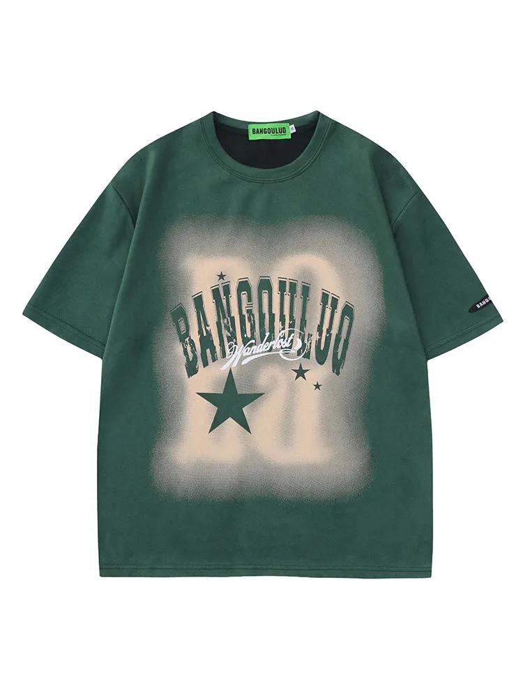 Casual Star Letter Print Suede T-Shirt sold by Oeyes product image thumbnail 2