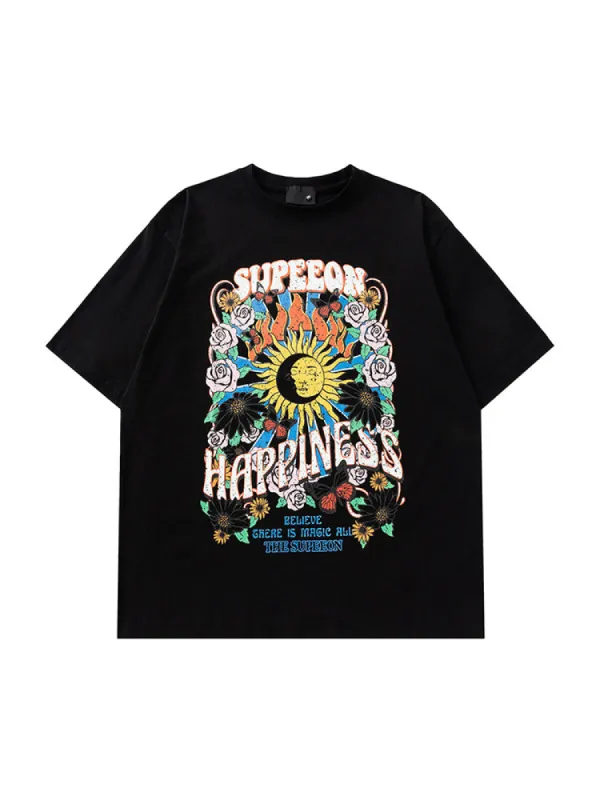 Retro Cartoon Graffiti Print T-Shirt sold by Oeyes