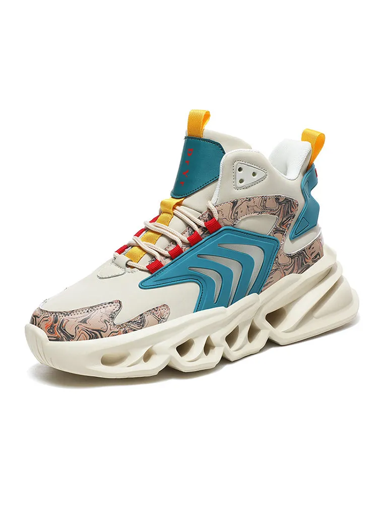 Winter Leather Blade Bottom Men'S Shoes Thick Bottom Clunky Sneaker Running Shoes Sports Shoes sold by Oeyes