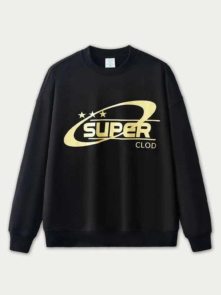 Loose-Fitting Letter Print Crewneck Hoodie sold by Oeyes