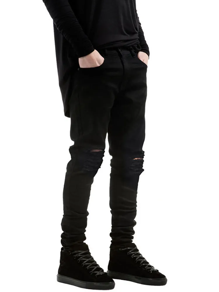 Street Pure Black Slim Fit Elastic Skinny Jeans sold by Oeyes product image thumbnail 2