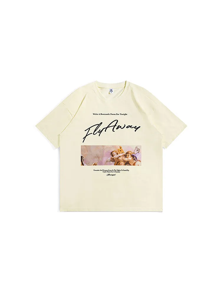 Street Cupid Print Men Short Sleeve Loose Oversize Round Neck Cotton T-Shirt sold by Oeyes product image thumbnail 2