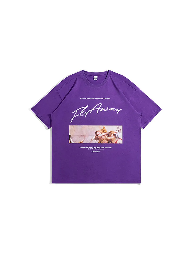 Street Cupid Print Men Short Sleeve Loose Oversize Round Neck Cotton T-Shirt sold by Oeyes product image thumbnail 3