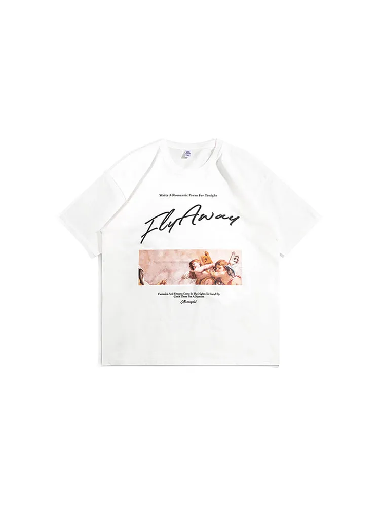 Street Cupid Print Men Short Sleeve Loose Oversize Round Neck Cotton T-Shirt sold by Oeyes product image thumbnail 4