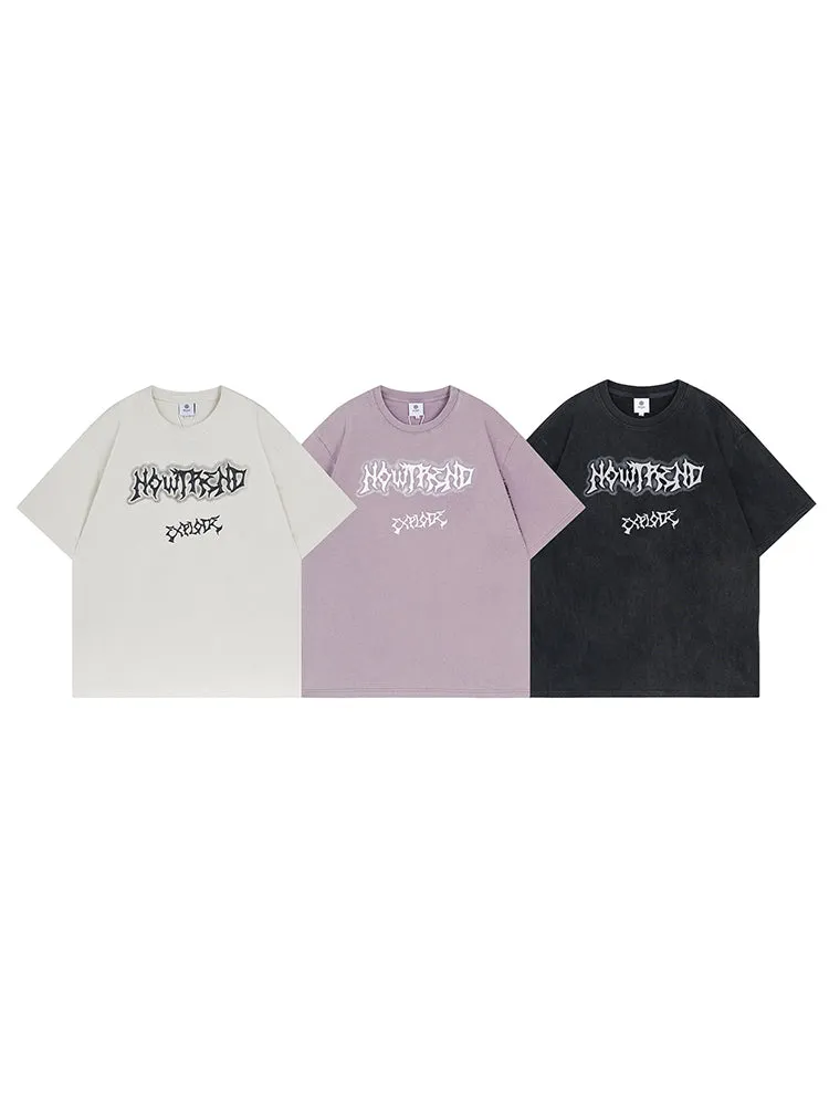 Retro Washed Letter Print T-Shirt sold by Oeyes product image thumbnail 5