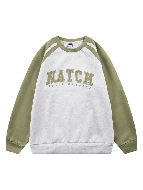 Retro Contrast Color Raglan Sleeve Hoodie sold by Oeyes