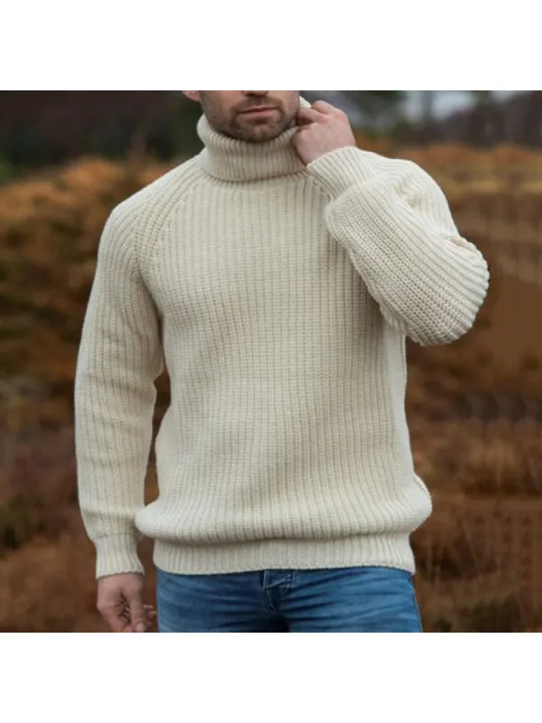 New Men'S Turtleneck Knit Loose Long Sleeve Pullover Bottom Sweater sold by Oeyes