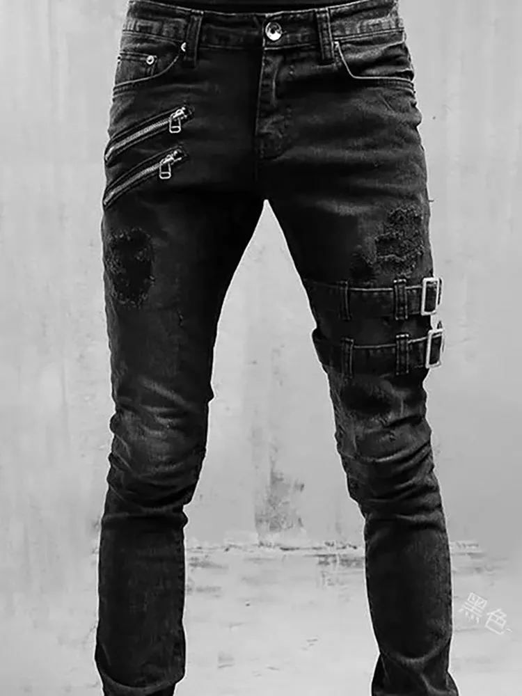 Ripped Skinny Jeans Slim Hole Casual Biker Trousers sold by Oeyes product image thumbnail 2