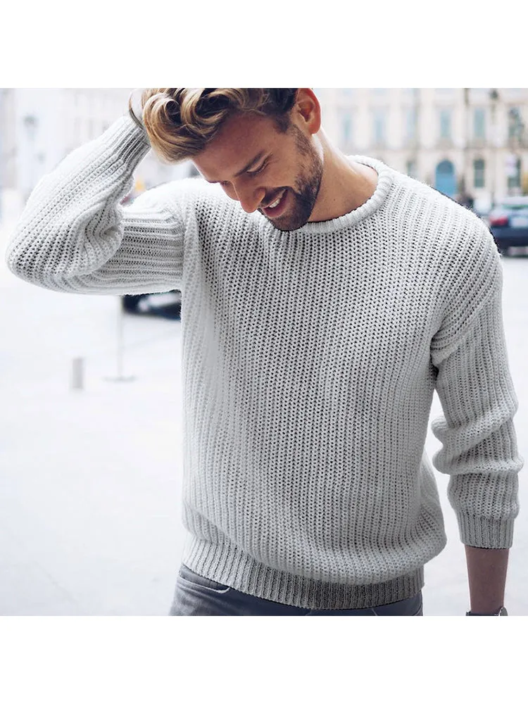 Sweater Men'S Pullover Shirt Solid Color Knitted Tops sold by Oeyes product image thumbnail 3