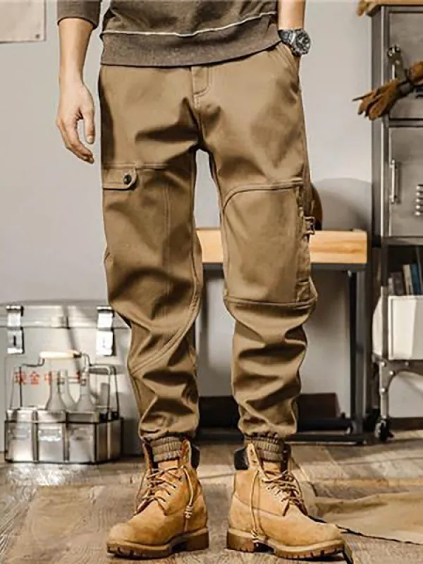 Cargo Pants Loose Straight Cotton Men'S Casual Pants sold by Oeyes