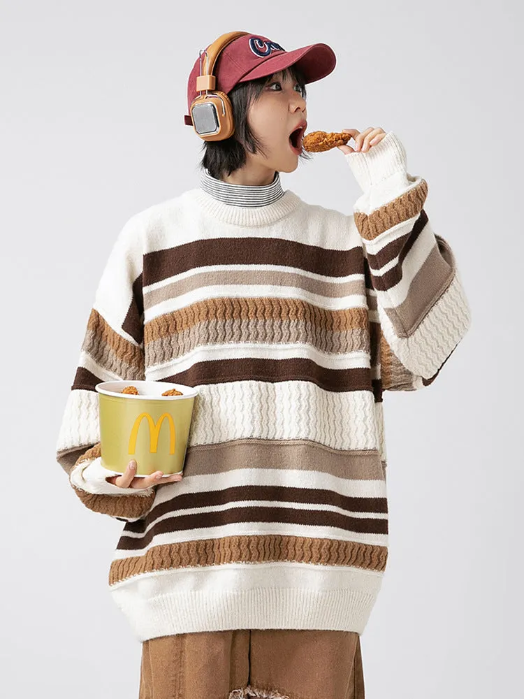 Men'S Stripes Knit Sweaters sold by Oeyes