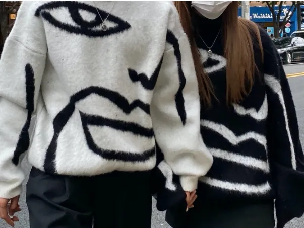 Print Brushed Knit sweater sold by Oeyes product image thumbnail 2