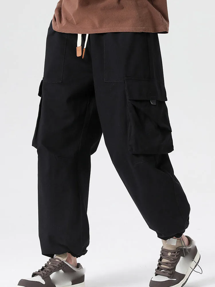 Retro Drawstring Multi-Pocket Cargo Pants sold by Oeyes product image thumbnail 2