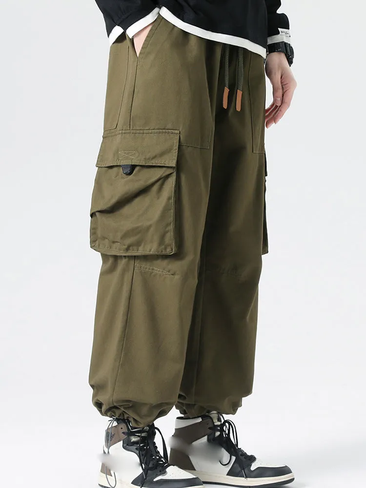Retro Drawstring Multi-Pocket Cargo Pants sold by Oeyes product image thumbnail 3