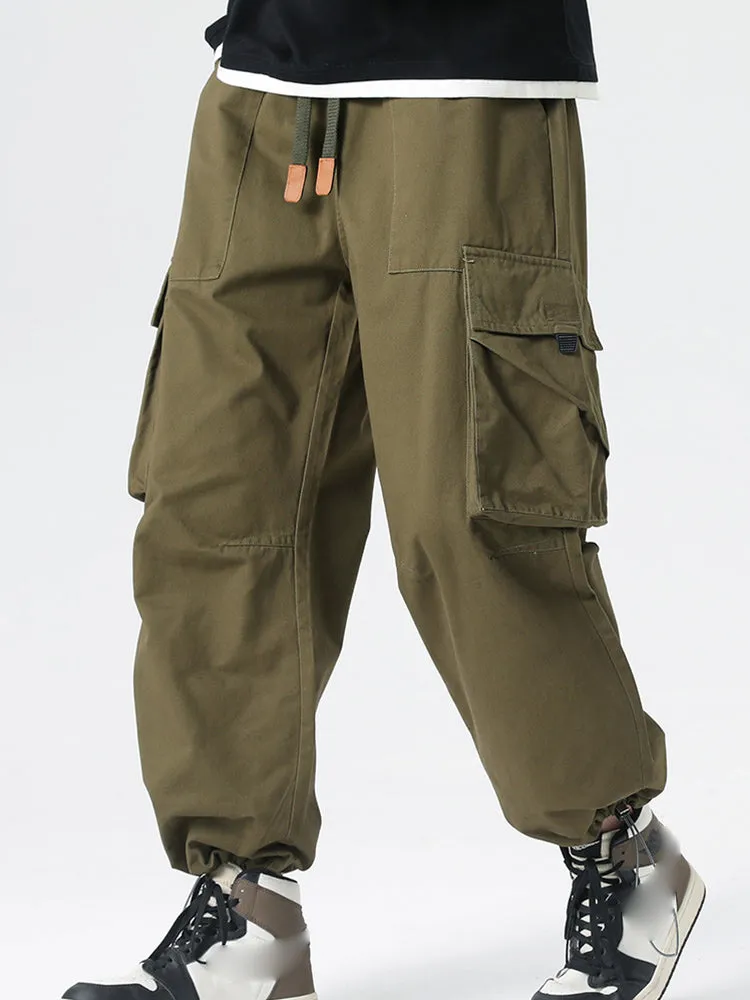 Retro Drawstring Multi-Pocket Cargo Pants sold by Oeyes