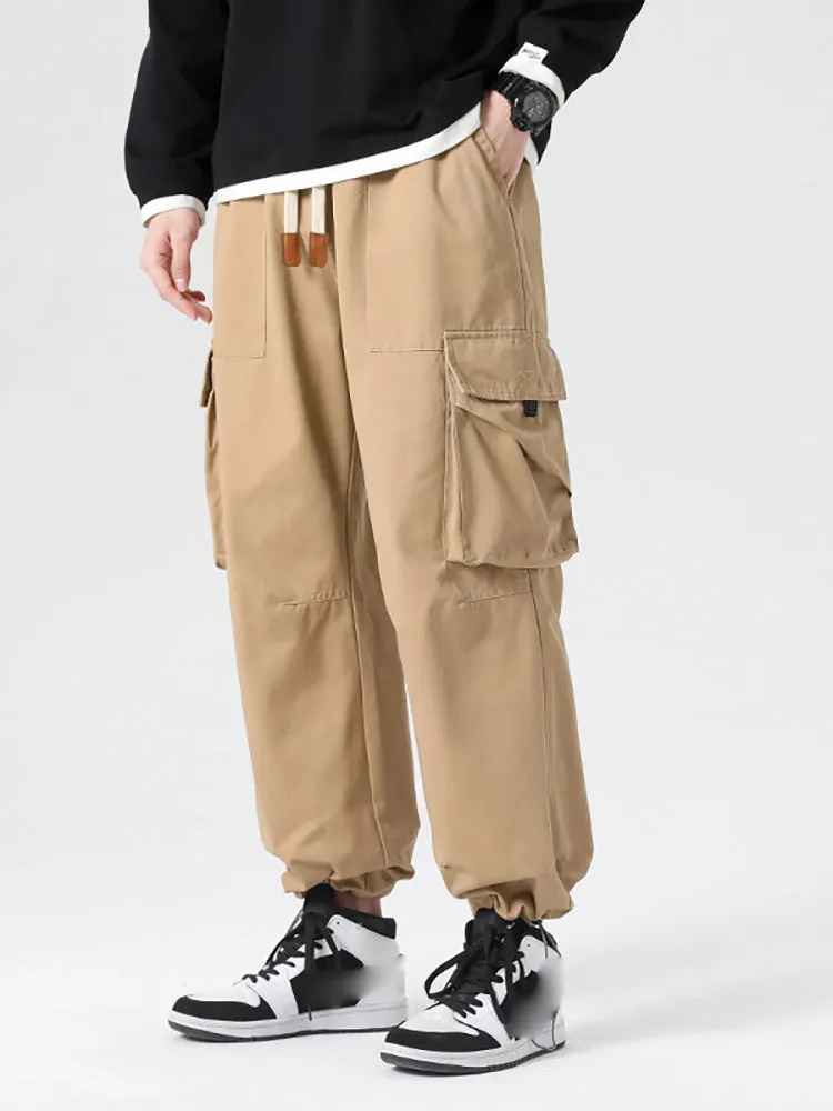 Retro Drawstring Multi-Pocket Cargo Pants sold by Oeyes product image thumbnail 5