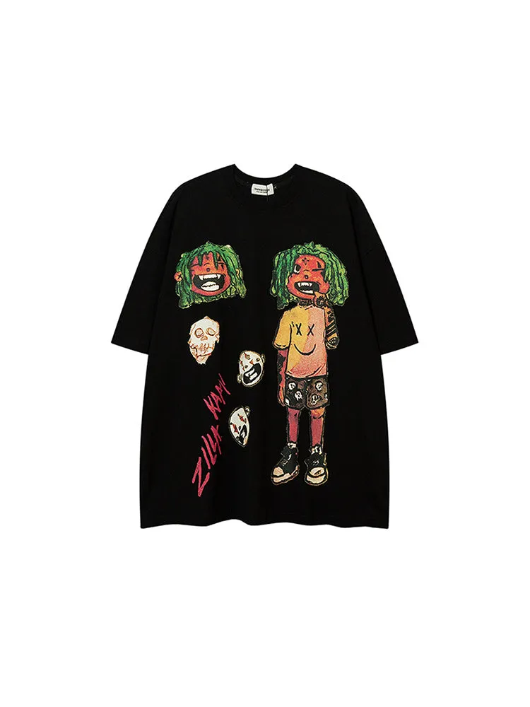 Skull Cartoon Print Loose Street Fashion T-Shirt sold by Oeyes product image thumbnail 5