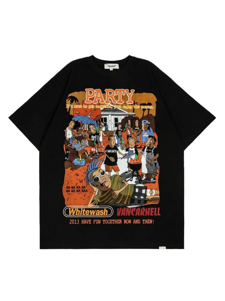 Retro Cartoon Letter Print T-Shirt sold by Oeyes