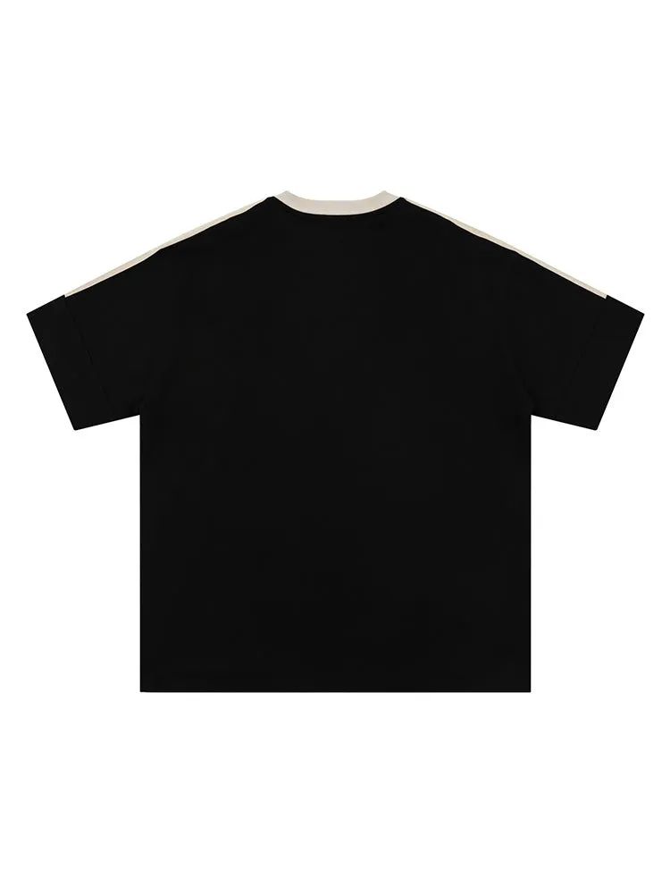 Retro Stitched Letter Print T-Shirt sold by Oeyes product image thumbnail 4