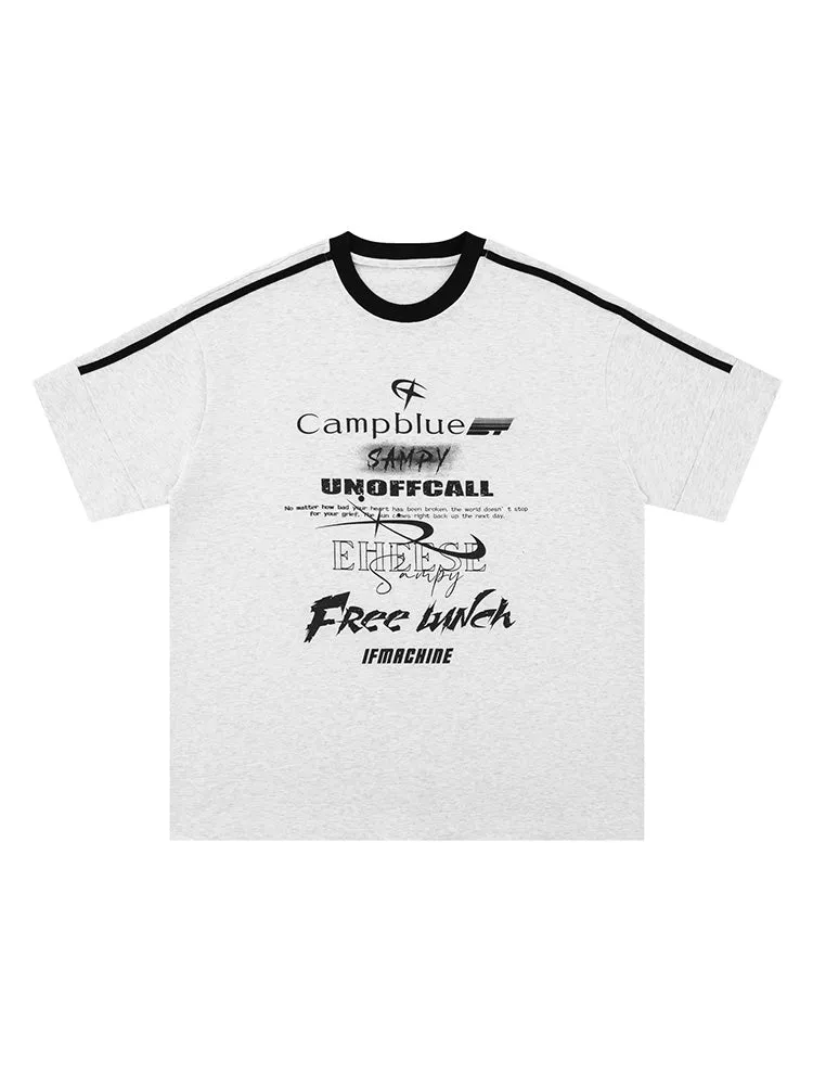 Retro Stitched Letter Print T-Shirt sold by Oeyes product image thumbnail 2