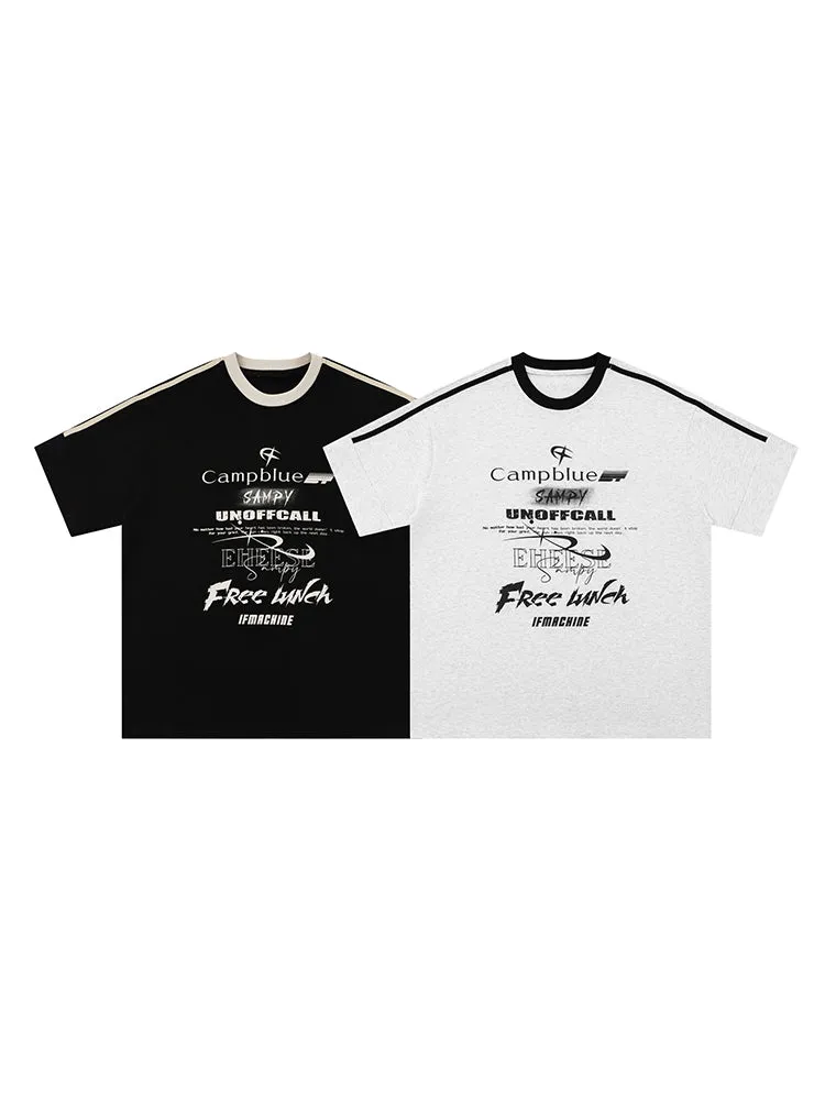 Retro Stitched Letter Print T-Shirt sold by Oeyes product image thumbnail 3