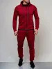Men'S Outdoor Sports Casual Sweatshirt Solid Colour Cardigan Hoodie Set sold by Oeyes