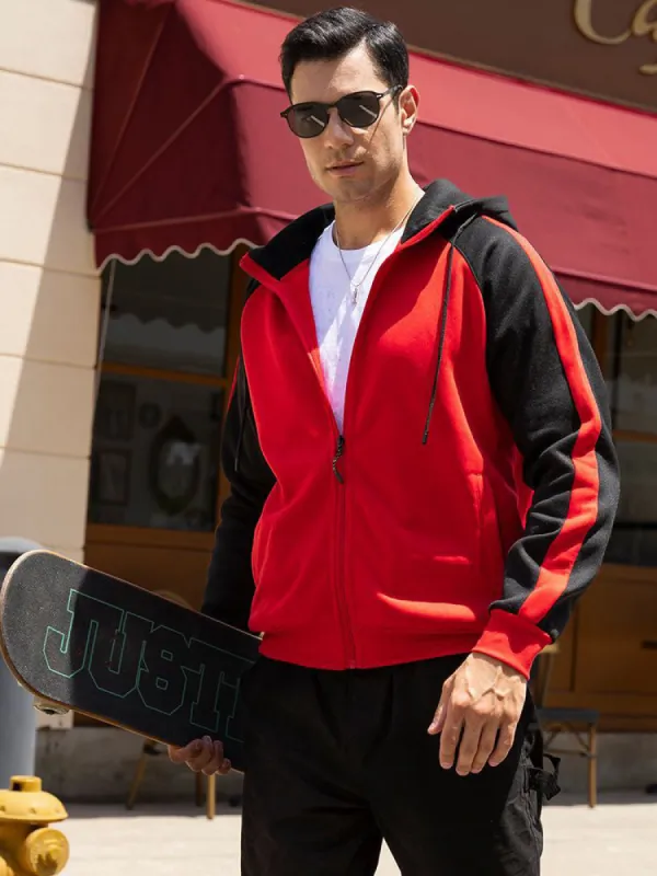 Retro Contrast Color Hoodies Jacket sold by Oeyes