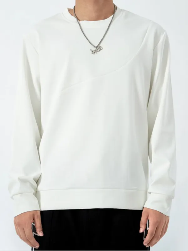 Trendy Men'S Simple Long-Sleeved Round Neck Pullover Bottoming Shirt sold by Oeyes