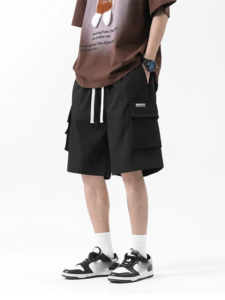 Casual Multi-Pocket Drawstring Cargo Shorts sold by Oeyes