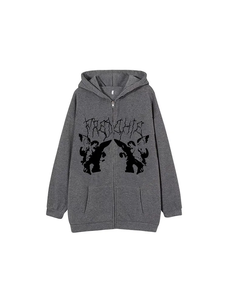 New Hooded Sweater Zip Cardigan Retro Street Oversize Jacket sold by Oeyes product image thumbnail 3