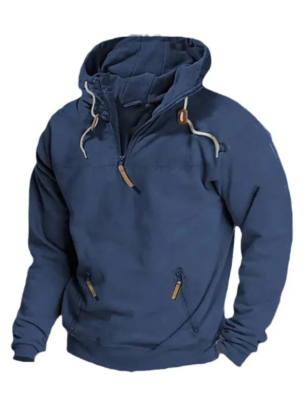 Loose-Fitting Solid Color Hoodie sold by Oeyes