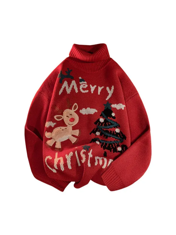 Turtleneck Thicken Knit Christmas Sweater sold by Oeyes
